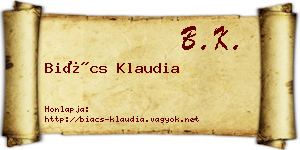 Biács Klaudia névjegykártya