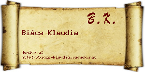 Biács Klaudia névjegykártya